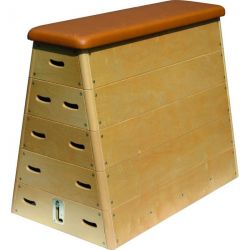 PLINTH BOIS OBLIQUE DE GYMNASTIQUE AVEC ROULETTES 140X75/40X110CM