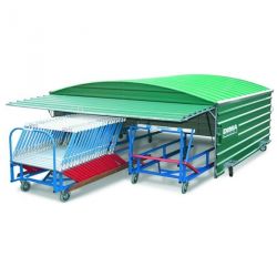 Garages pour chariots de haies sur roues pivotantes