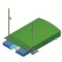 Shed on fixed wheels for basic pole-vault landing system 4.70 x 5.60 m