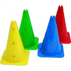 Cônes multijeux a trous avec encoches hauteur 37 cm - lot de 4