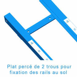 Pole-vault rail with sliding cart - width 350mm to be fixed or embedded per linear meter
